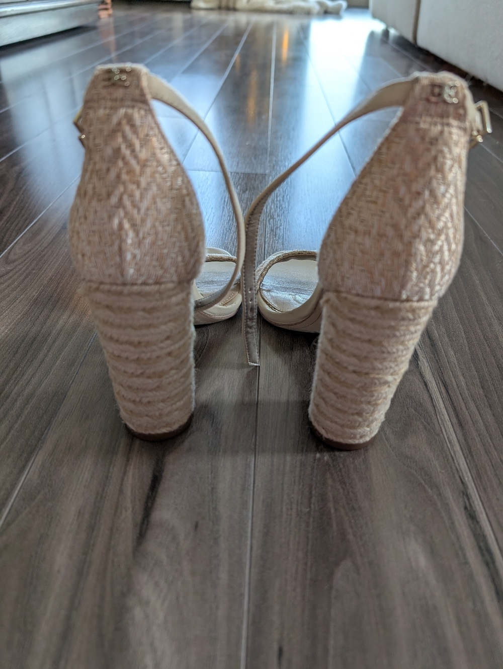 Sam Edelman Raffia Woven Circle Block Heel Sandals (Size 8) - Picture 4 of 9